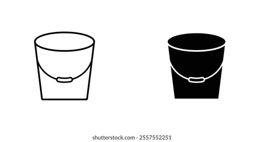 Bucket outlined and solid icon vector collection.