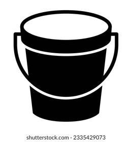 Bucket or pail container with handle flat vector icon for apps and websites