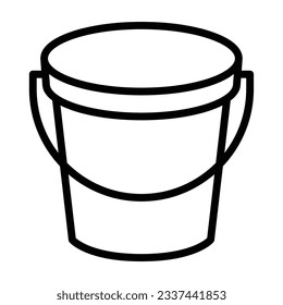 Bucket or pail container with handle line art vector icon for apps and websites