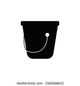 Bucket, pail bucket icon in black flat glyph, filled style isolated on white background