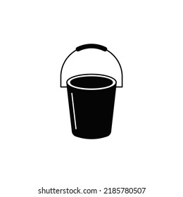  Bucket, pail icon in black flat glyph, filled style isolated on white background