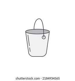 Bucket, pail bucket icon in color, isolated on white background 