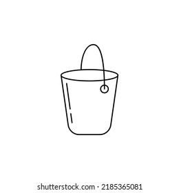 Bucket, pail bucket icon in line style icon, isolated on white background