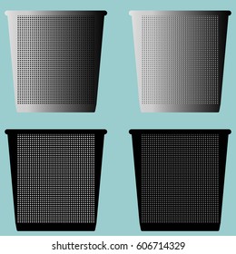Bucket pail serene or dustbin with metal for paper icon it is set.