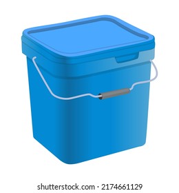 Bucket pail for water and sand. Vector set of household tools on isolated white. Can be used for advertisement
