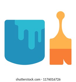 bucket of paint and a brush icon vector illustration