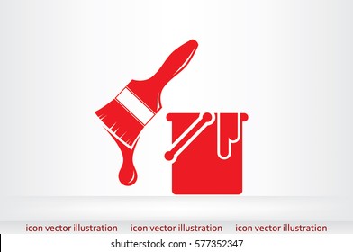 bucket of paint and a brush icon vector illustration.