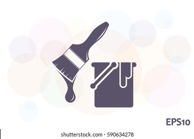 bucket of paint and a brush icon vector illustration.