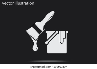 bucket of paint and a brush icon vector illustration