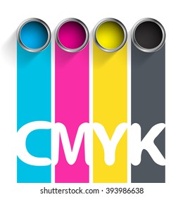 Bucket of paint CMYK. Color scheme for the printing industry. Stock vector illustration.