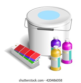 A bucket of paint, color sample