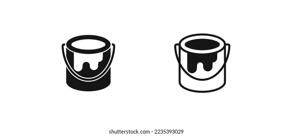 Bucket paint icon. Can sign. Jar with color symbol. Vector isolated sign.