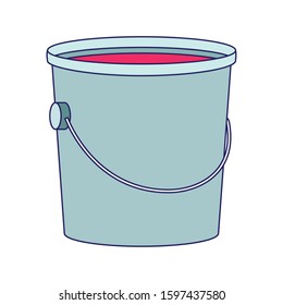 bucket of paint icon over white background, vector illustration