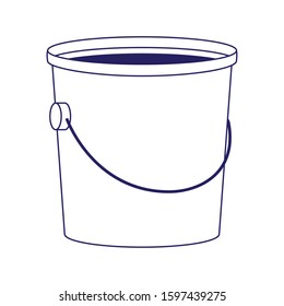 bucket of paint icon over white background, flat design, vector illustration