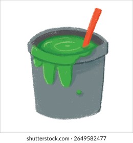 a bucket of paint Illustration with crayon style editable for cards, poster decorations, t-shirt prints, stickers, icons and others