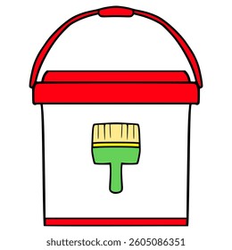 bucket paint illustration hand drawn isolated vector