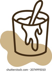 Bucket of paint, illustration, vector, on a white background.