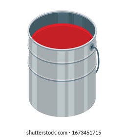 Bucket paint isometric vector icon.Cartoon vector icon isolated on white background bucket paint .