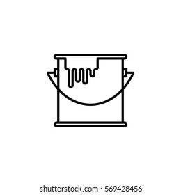 Bucket of paint line icon, build & repair elements, construction tool, a linear pattern on a white background, eps 10.