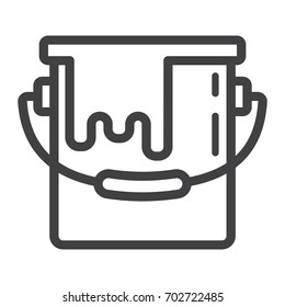 Bucket of paint line icon, build and repair, painting sign vector graphics, a linear pattern on a white background, eps 10.