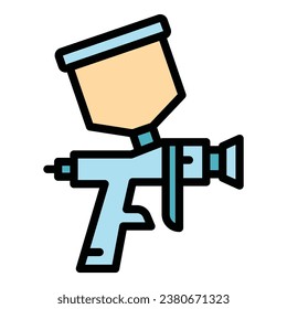 Bucket painter icon outline vector. Spray paint. Gun sprayer color flat