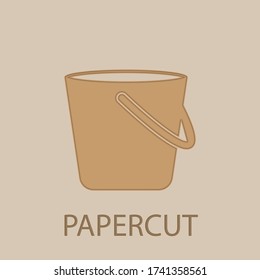 Bucket papercut icon. Simple glyph, flat vector of web icons for ui and ux, website or mobile application