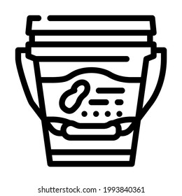 bucket with peanut butter line icon vector. bucket with peanut butter sign. isolated contour symbol black illustration