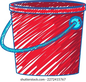 Bucket in pencil colour sketch simple style illustration