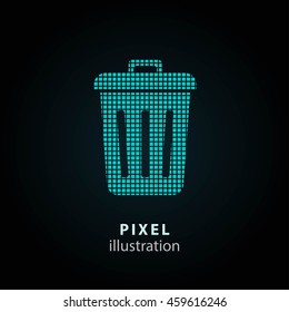 Bucket - pixel icon. Vector Illustration. Design logo element. Isolated on black background. It is easy to change to any color.