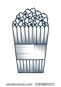 bucket with pop corn icon isolated
