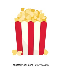 bucket of popcorn flat vector illustration clipart isolated on white background