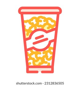 bucket popcorn food box color icon vector. bucket popcorn food box sign. isolated symbol illustration