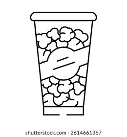 bucket popcorn food box line icon vector. bucket popcorn food box sign. isolated contour symbol black illustration