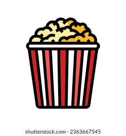 bucket popcorn food snack color icon vector. bucket popcorn food snack sign. isolated symbol illustration