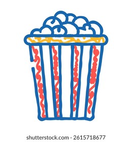 bucket popcorn food snack doodle icon sketch vector. bucket popcorn food snack sign. isolated symbol illustration