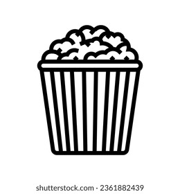 bucket popcorn food snack line icon vector. bucket popcorn food snack sign. isolated contour symbol black illustration