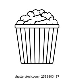 bucket popcorn food snack line icon vector. bucket popcorn food snack sign. isolated contour symbol black illustration