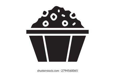 bucket of popcorn icon vector symbol for cinema movie theater entertainment snack box food graphic design