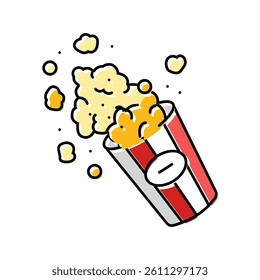 bucket popcorn red white color icon vector. bucket popcorn red white sign. isolated symbol illustration