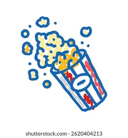bucket popcorn red white doodle icon sketch vector. bucket popcorn red white sign. isolated symbol illustration