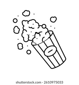 bucket popcorn red white line icon vector. bucket popcorn red white sign. isolated contour symbol black illustration