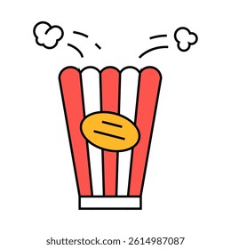 bucket popcorn red white line icon vector. bucket popcorn red white sign. isolated symbol illustration