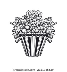 bucket of popcorn sketch icon isolated