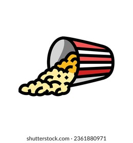 bucket popcorn striped box color icon vector. bucket popcorn striped box sign. isolated symbol illustration