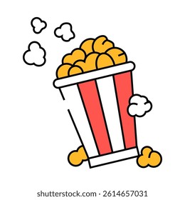 bucket popcorn striped box line icon vector. bucket popcorn striped box sign. isolated symbol illustration