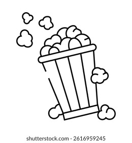 bucket popcorn striped box line icon vector. bucket popcorn striped box sign. isolated contour symbol black illustration
