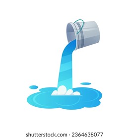 Bucket pouring water vector isolated.