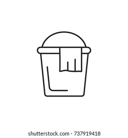 Bucket and a rag icon on white background