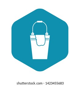 Bucket and rag icon in simple style on a white background vector illustration