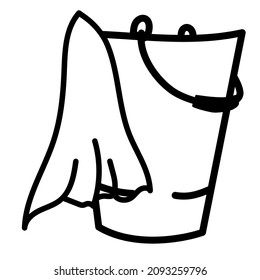 bucket with a rag set for cleaning the floor. vector hand drawn doodle style element